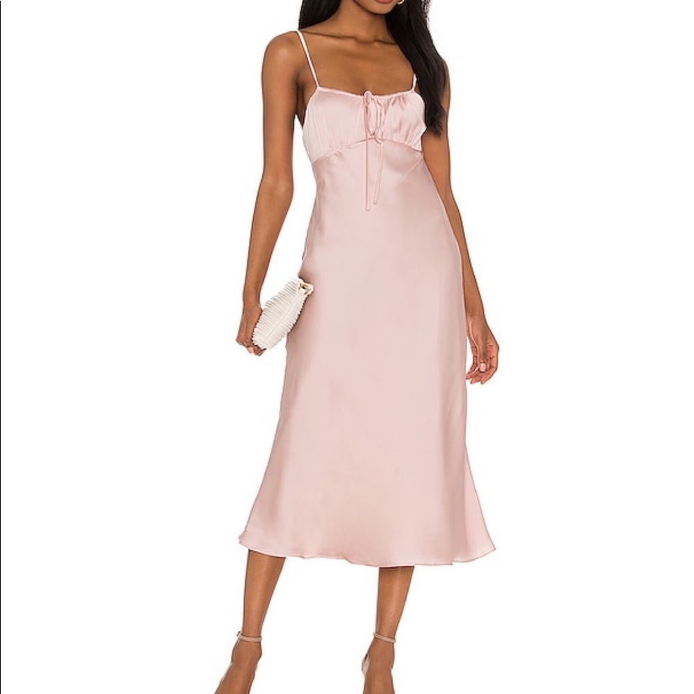 LOVERS + FRIENDS DEE MIDI DRESS IN DUSTY PINK, SIZE SMALL - Picture 1 of 3
